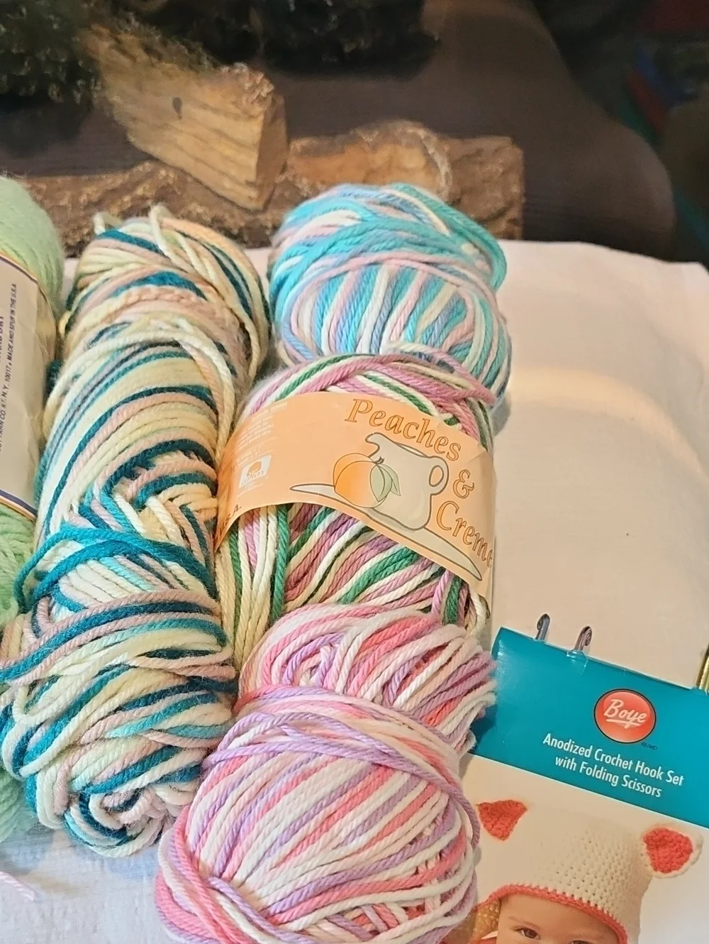 Various Bundles Of Yarn + Hook Set With Scissors